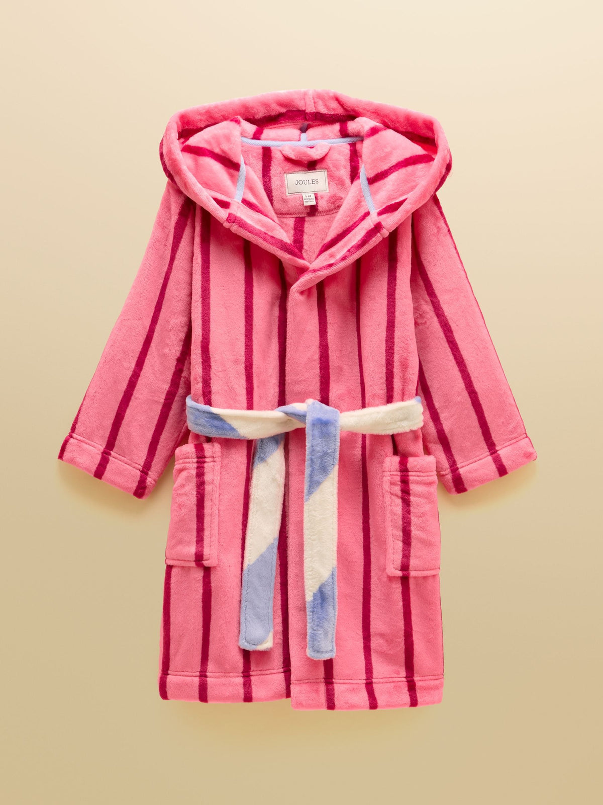 Joules Girls' Snug Pink Stripe Dressing Gown - image 1