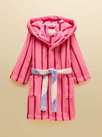 Joules Girls' Snug Pink Stripe Dressing Gown - image 1