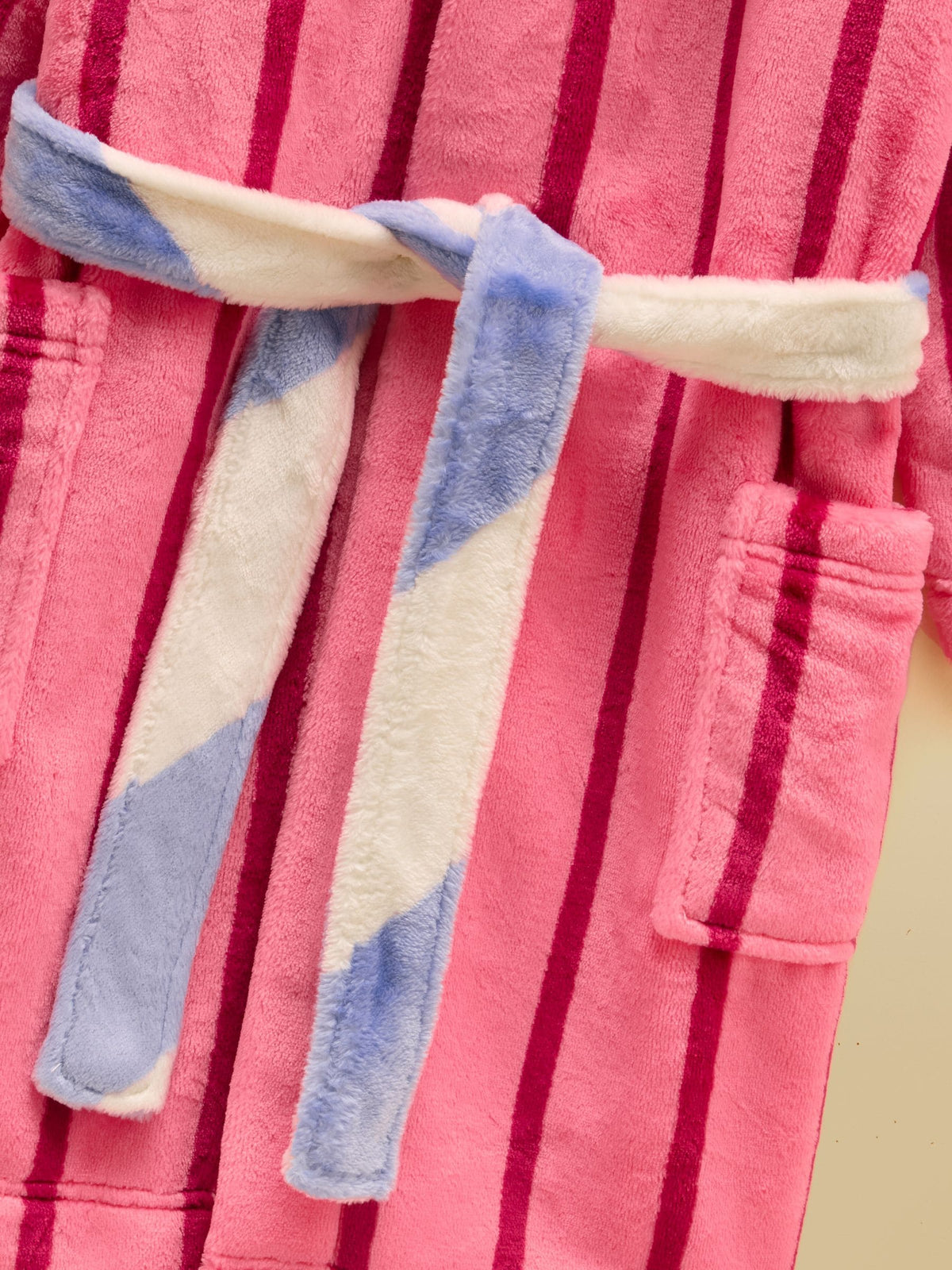 Joules Girls' Snug Pink Stripe Dressing Gown - image 3