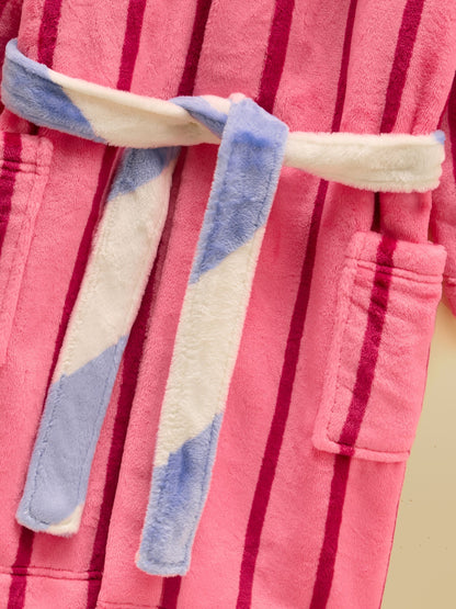 Joules Girls' Snug Pink Stripe Dressing Gown - image 3