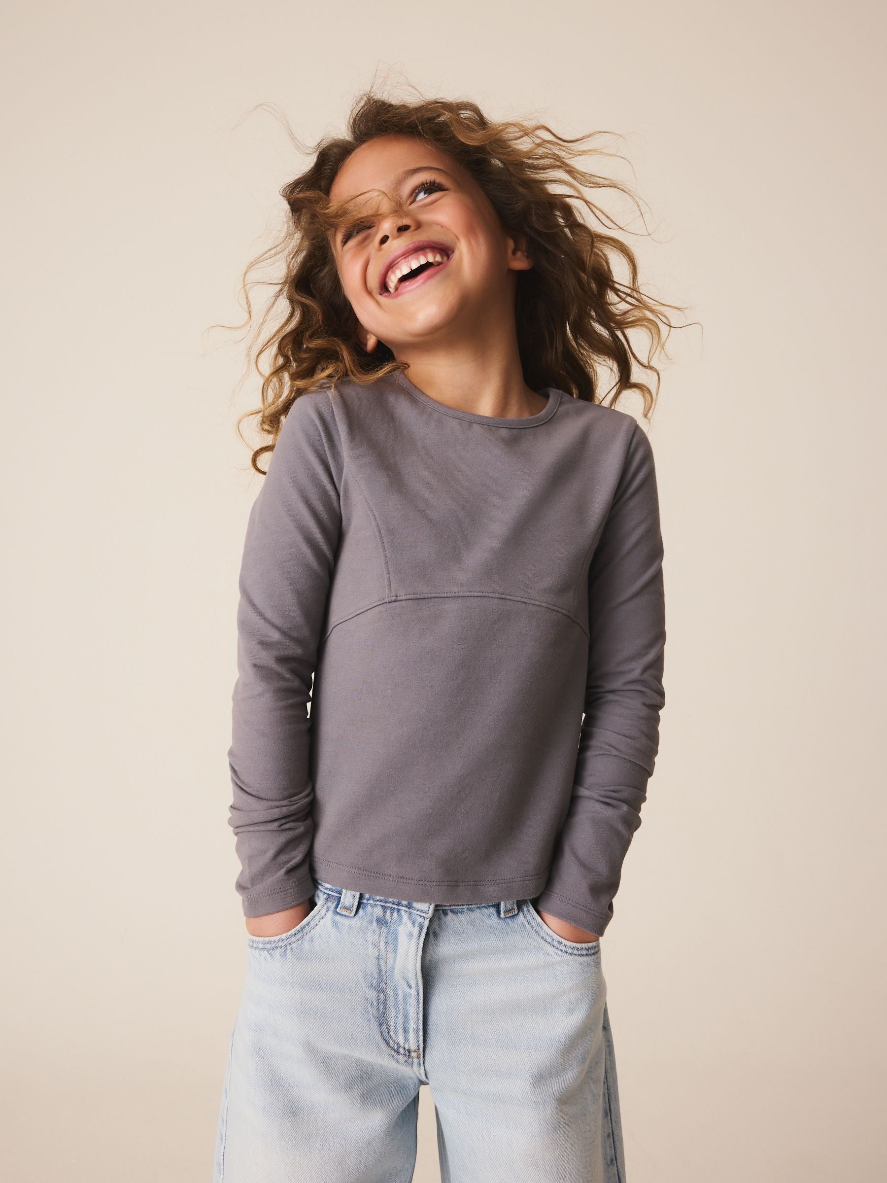 Dsiney Kidz - Grey Long Sleeve Seam Detail Top (3-16yrs) image 4