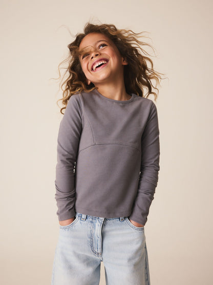 Dsiney Kidz - Grey Long Sleeve Seam Detail Top (3-16yrs) image 4