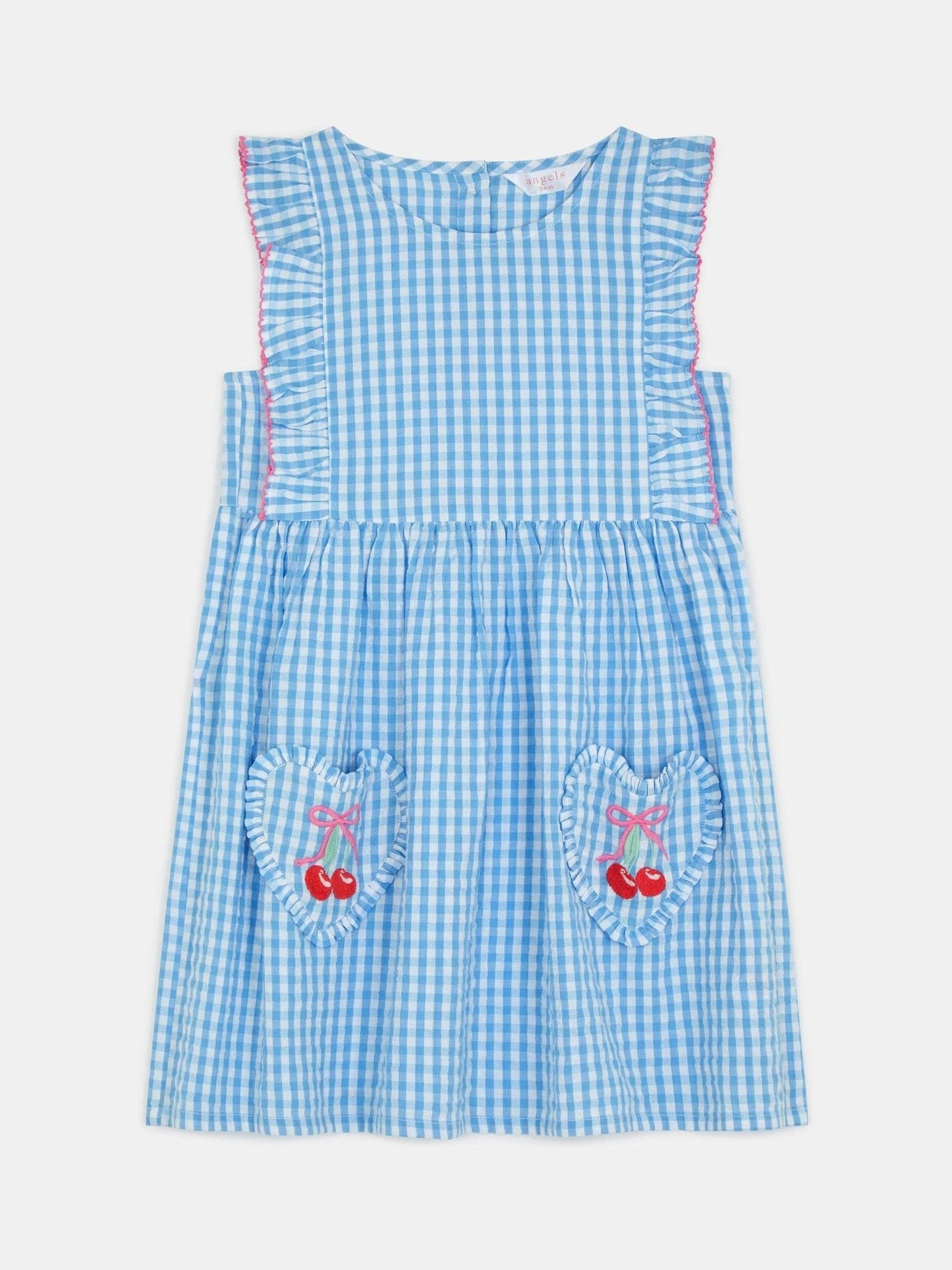 Angels By Accessorize Blue Cherry Gingham Dress image 2