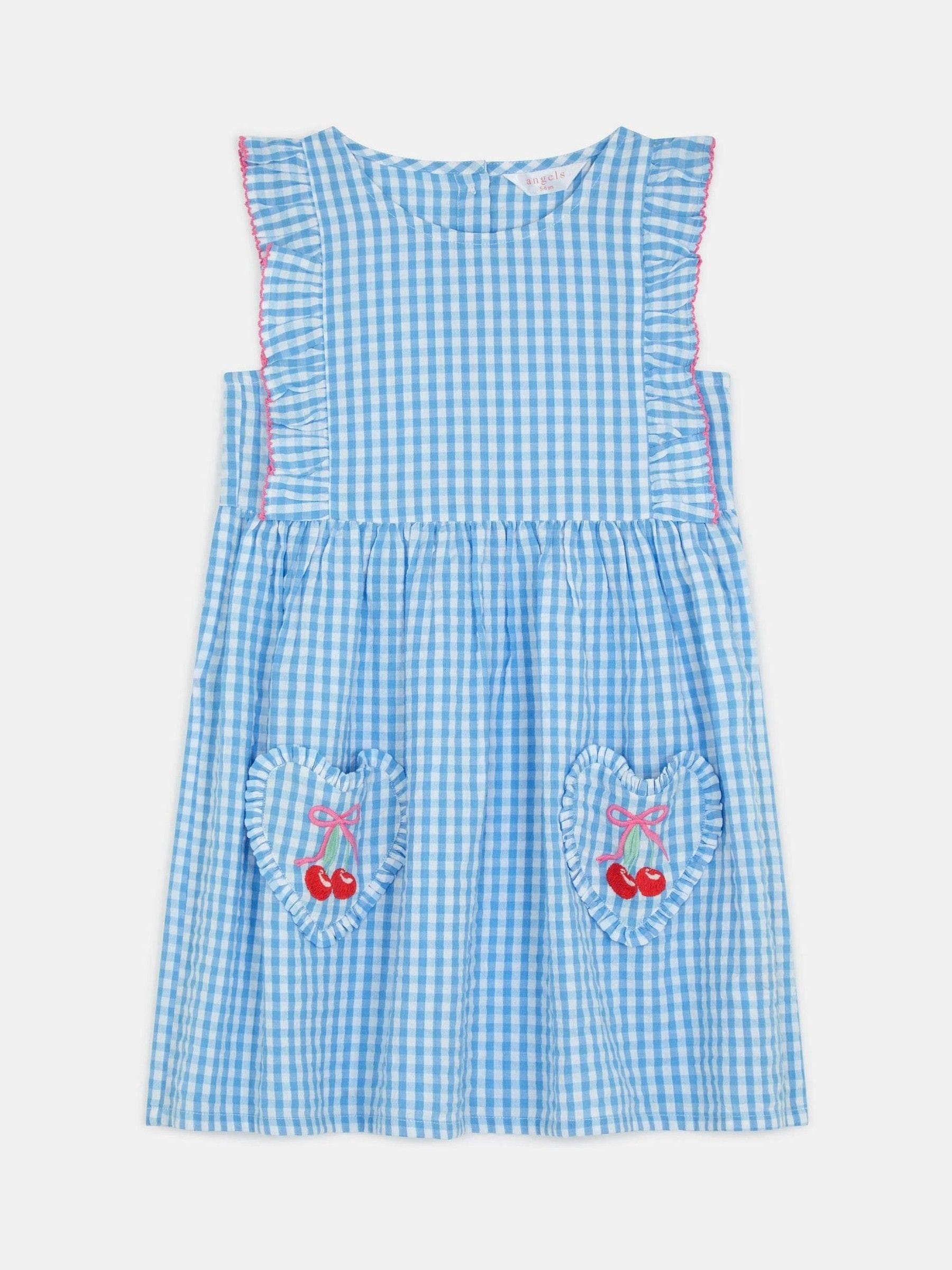 Angels By Accessorize Blue Cherry Gingham Dress image 2