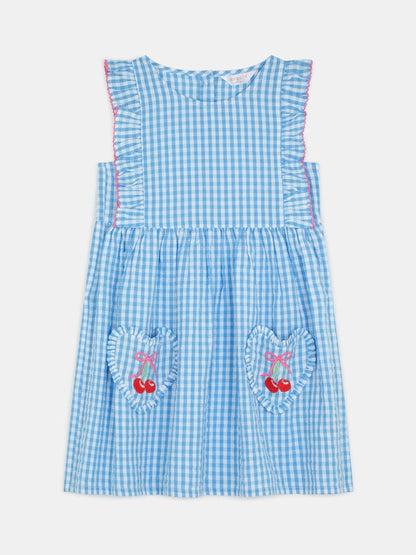 Angels By Accessorize Blue Cherry Gingham Dress image 2