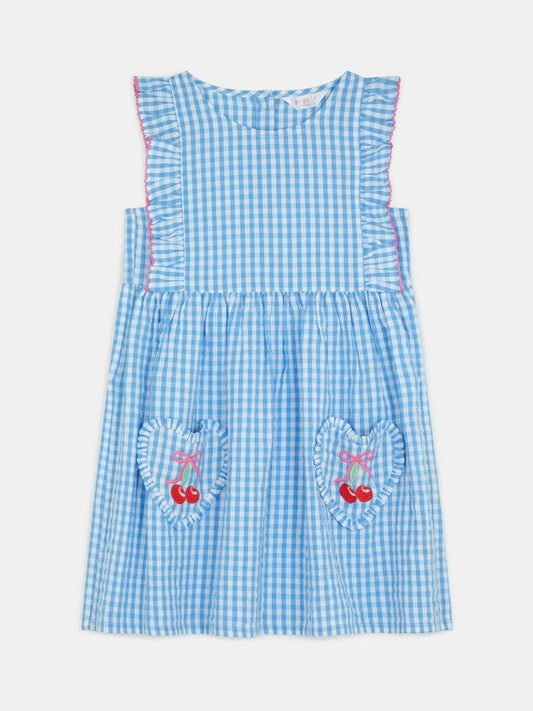 Angels By Accessorize Blue Cherry Gingham Dress image 2