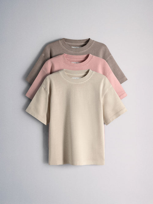 Dsiney Kidz - The Set 3 Pack Short Sleeve Washed T-Shirts Brown/Pink image 1