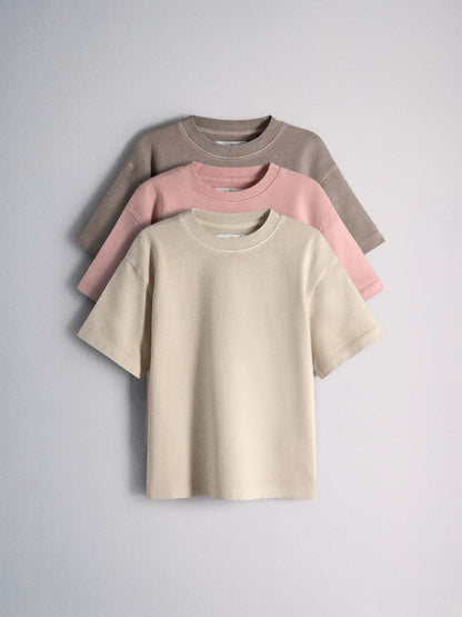 Dsiney Kidz - The Set 3 Pack Short Sleeve Washed T-Shirts Brown/Pink image 1