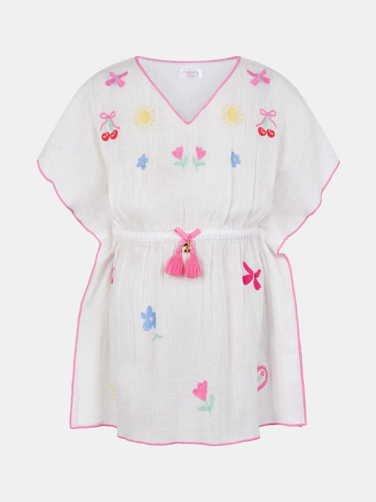 Dsiney Kidz - Angels By Accessorize White Girls Cherry Embroidered Kaftan image 2