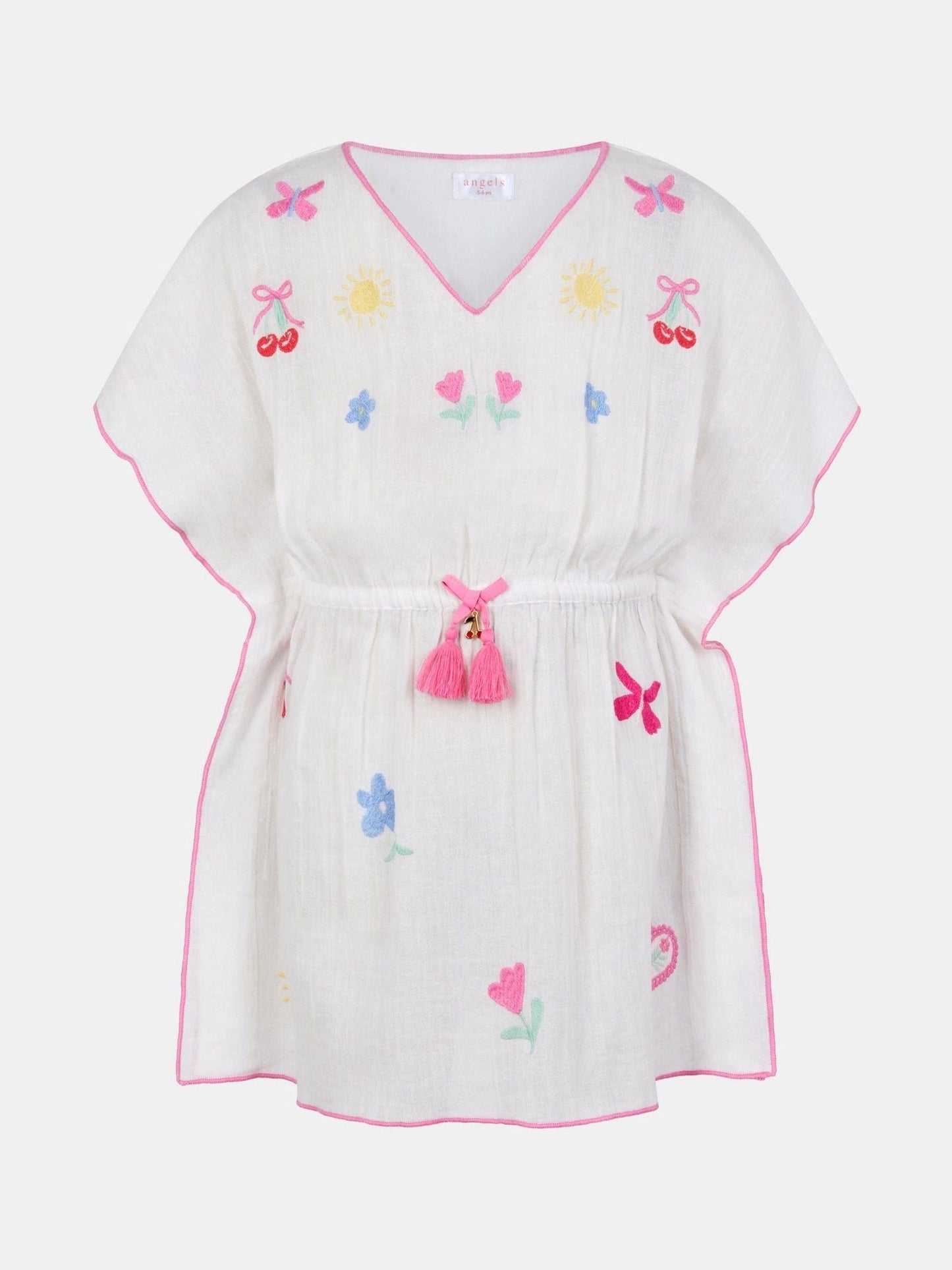 Angels By Accessorize White Girls Cherry Embroidered Kaftan image 2