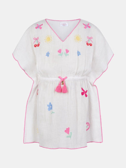 Angels By Accessorize White Girls Cherry Embroidered Kaftan image 2