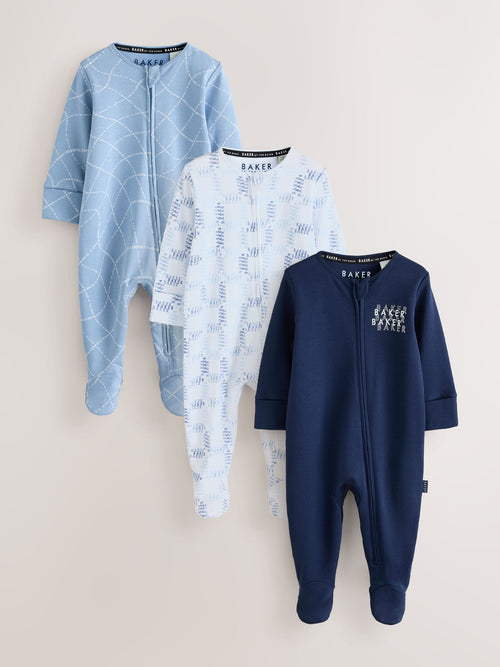 Baker by Ted Baker Blue Baker by Ted Baker 3 Pack Sleepsuits image 1