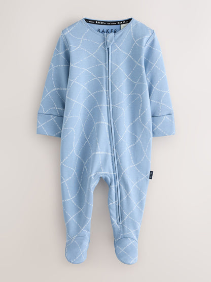 Baker by Ted Baker Blue Baker by Ted Baker 3 Pack Sleepsuits image 4
