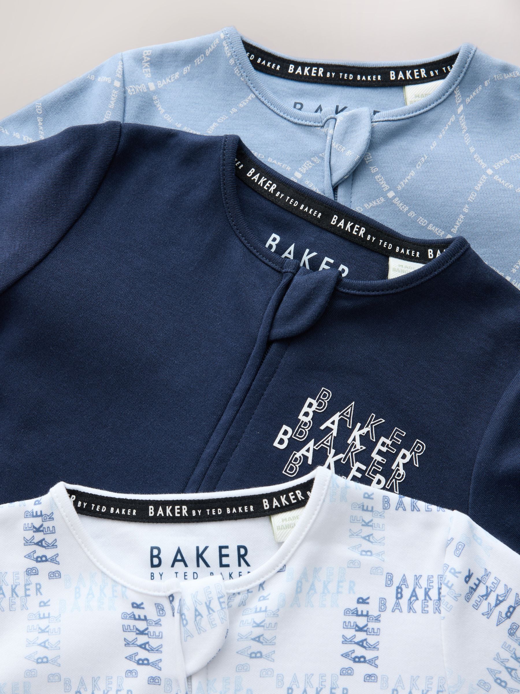 Baker by Ted Baker Blue Baker by Ted Baker 3 Pack Sleepsuits image 5