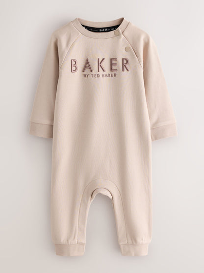 Baker by Ted Baker Green/Ecru Romper and Hat 3 Piece Set image 4
