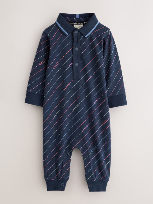 Baker by Ted Baker Navy All Over Print Polo Romper image 1