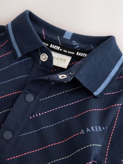 Baker by Ted Baker Navy All Over Print Polo Romper image 4