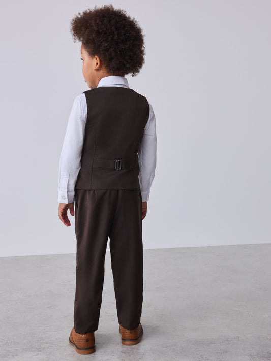 Dsiney Kidz - Baker by Ted Baker Brown/Blue Waistcoat Shirt And Trousers Set image 2