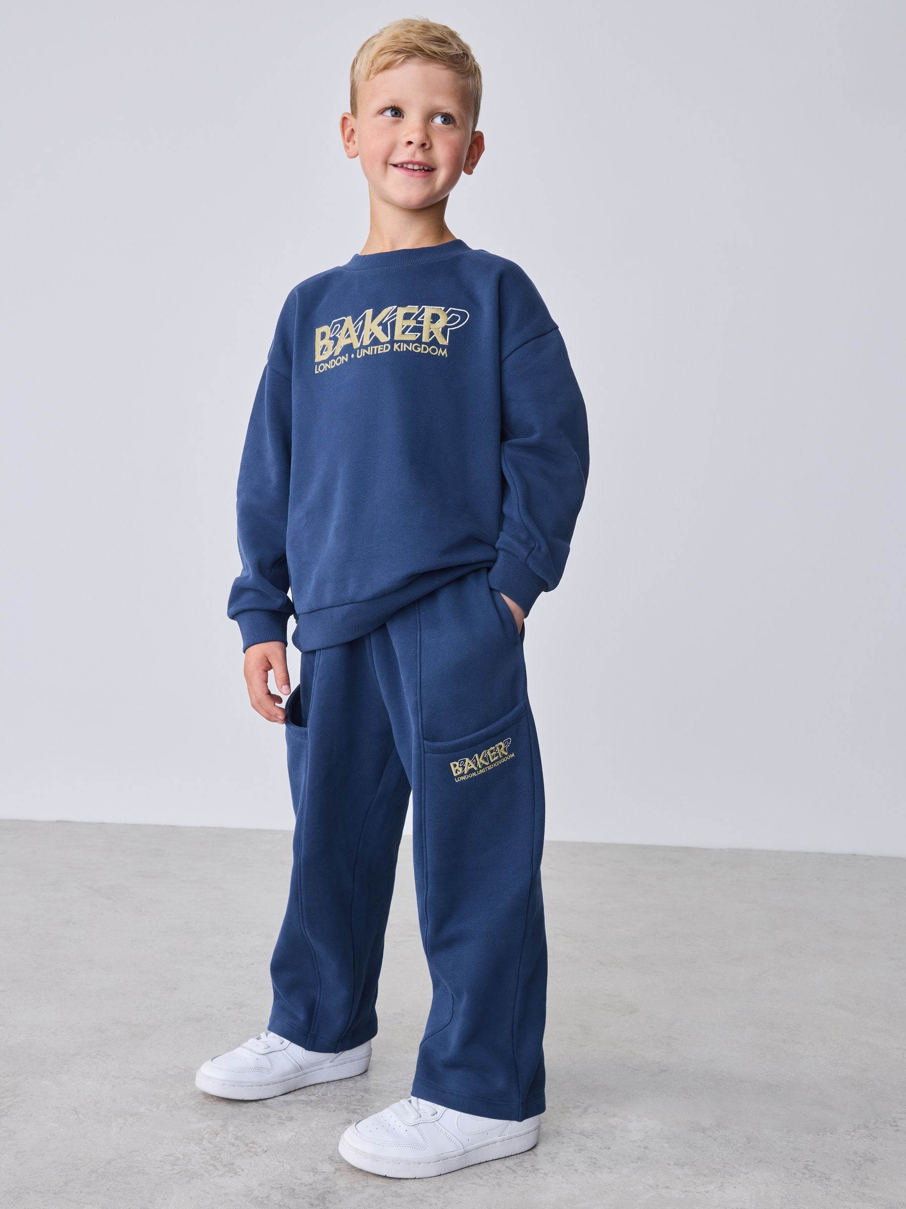 Dsiney Kidz - Baker by Ted Baker Blue Baker by Ted Baker Oversized Sweatshirt and Wide Leg Joggers Set image 1
