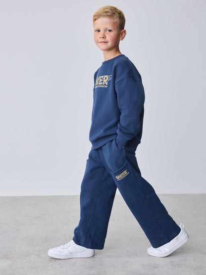 Dsiney Kidz - Baker by Ted Baker Blue Baker by Ted Baker Oversized Sweatshirt and Wide Leg Joggers Set image 2