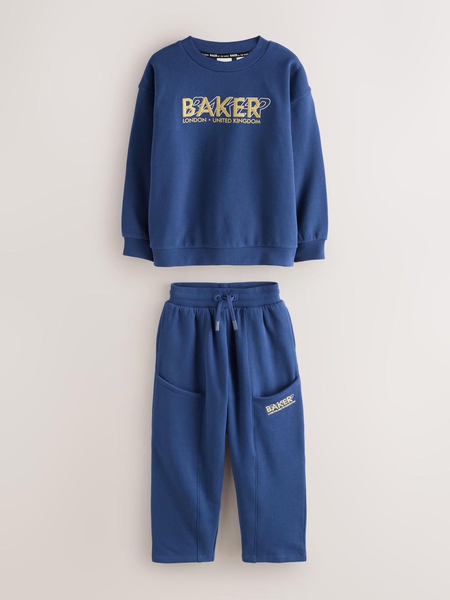 Dsiney Kidz - Baker by Ted Baker Blue Baker by Ted Baker Oversized Sweatshirt and Wide Leg Joggers Set image 8