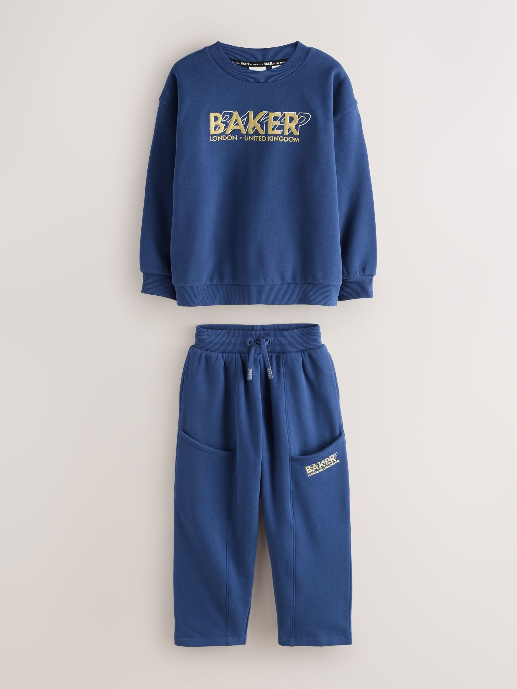 Dsiney Kidz - Baker by Ted Baker Blue Baker by Ted Baker Oversized Sweatshirt and Wide Leg Joggers Set image 8