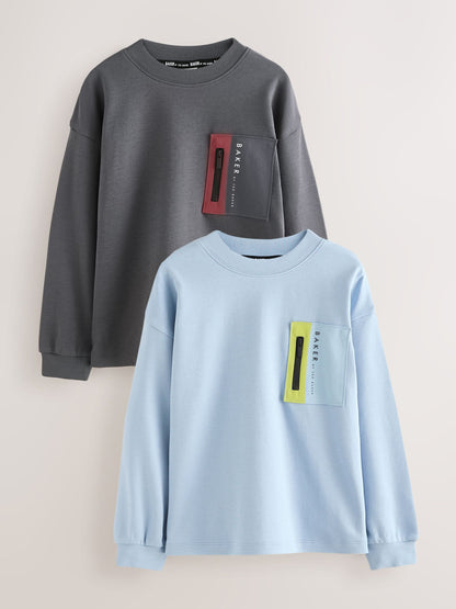 Dsiney Kidz - Baker by Ted Baker Blue/Grey Pocket T-Shirts 2 Pack image 1