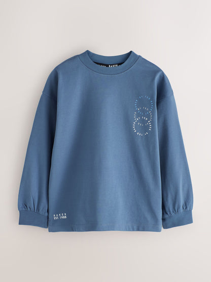 Dsiney Kidz - Baker by Ted Baker Blue/Grey/Pink 3 Pack Long Sleeve Graphic T-Shirts image 3