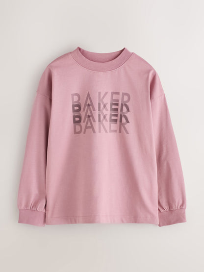 Dsiney Kidz - Baker by Ted Baker Blue/Grey/Pink 3 Pack Long Sleeve Graphic T-Shirts image 4