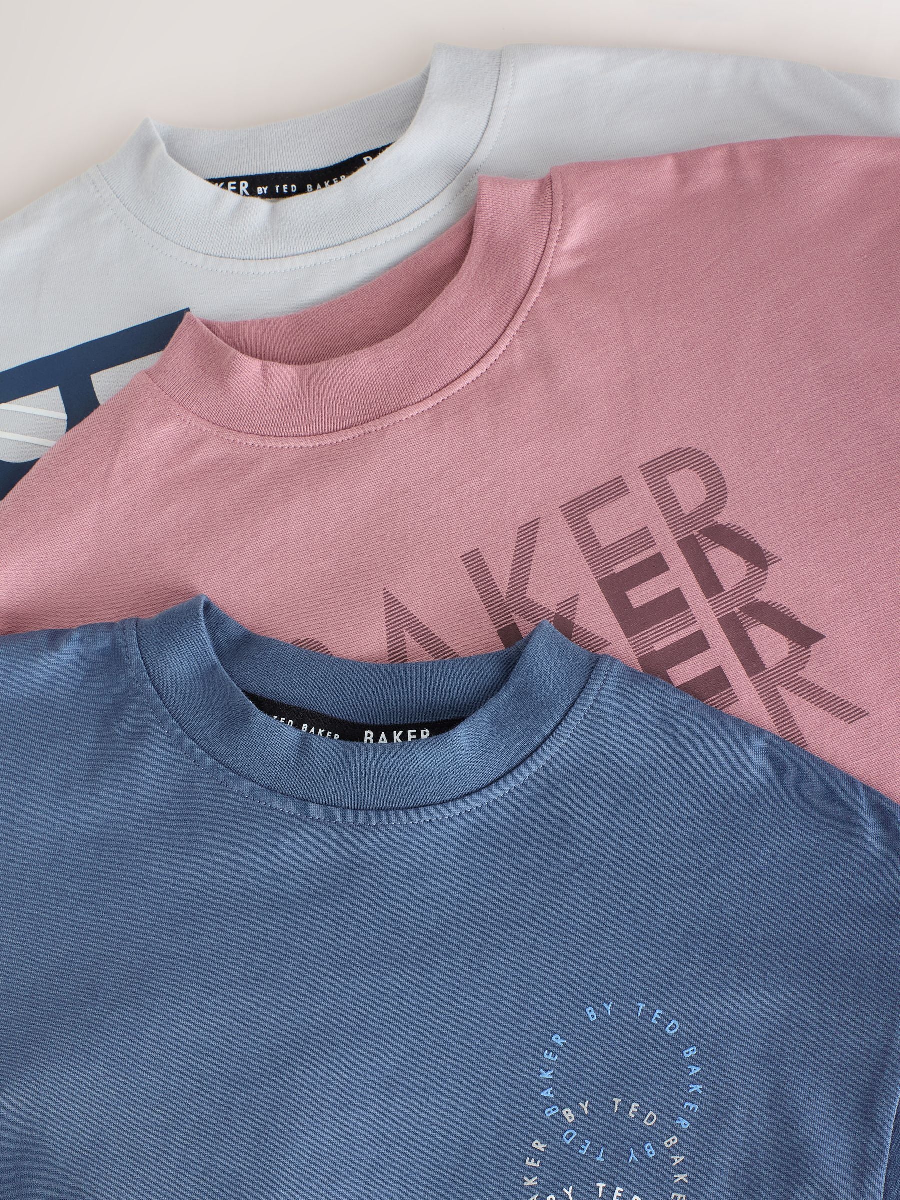 Dsiney Kidz - Baker by Ted Baker Blue/Grey/Pink 3 Pack Long Sleeve Graphic T-Shirts image 7