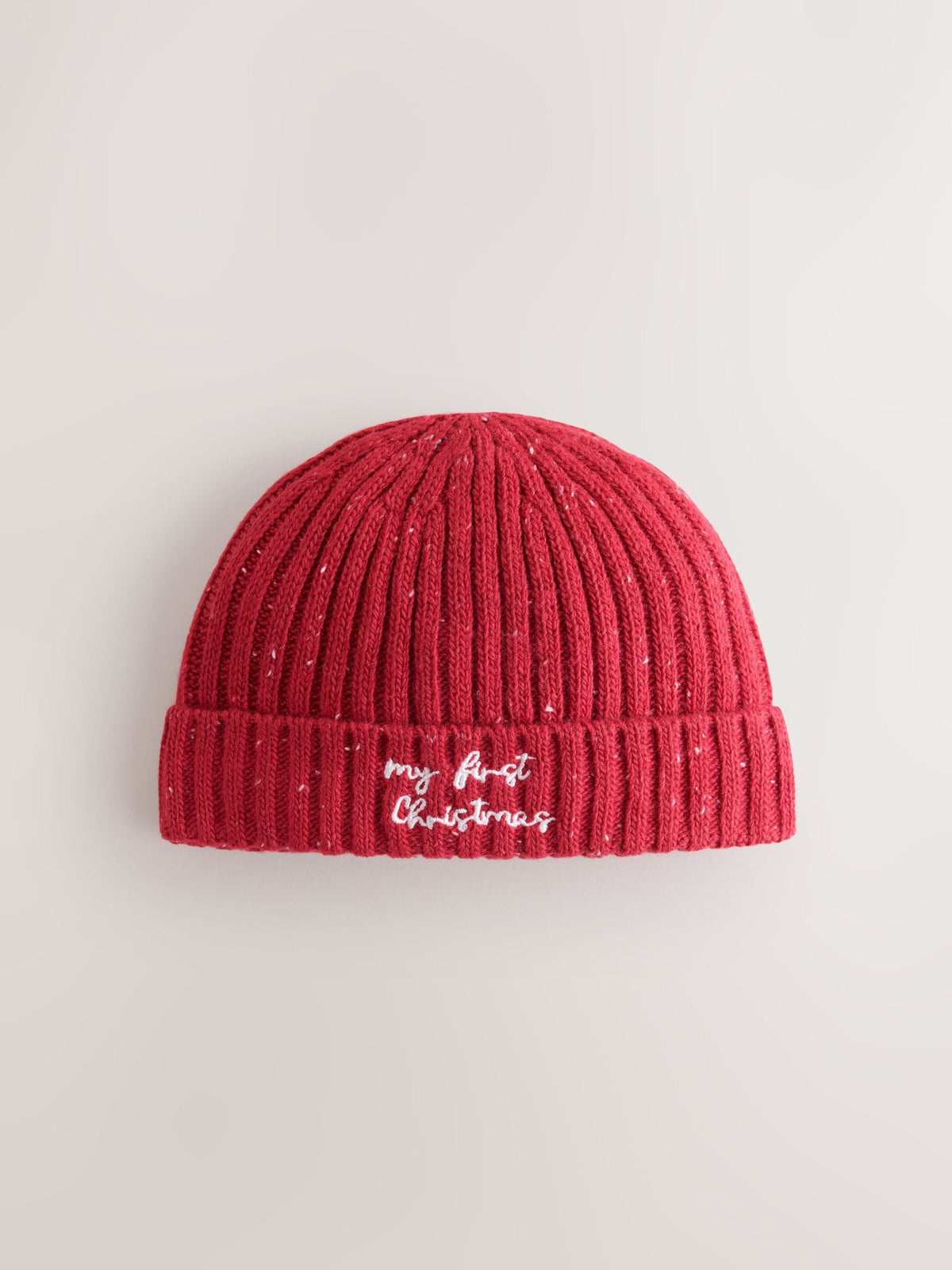 Red My First Christmas Embroidered Knitted Beanie Baby Hat (0mths-2yrs) - image 3