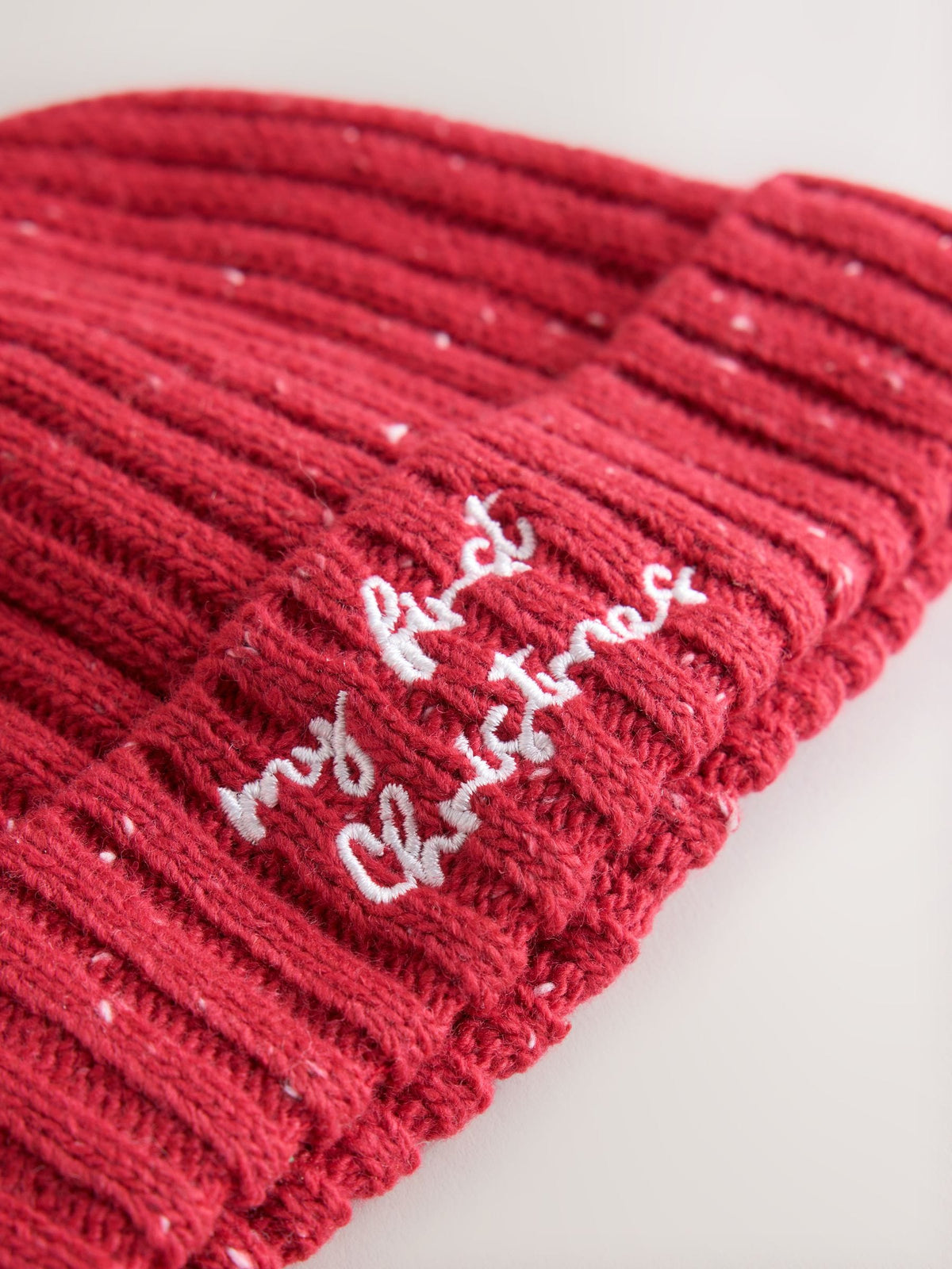 Red My First Christmas Embroidered Knitted Beanie Baby Hat (0mths-2yrs) - image 4