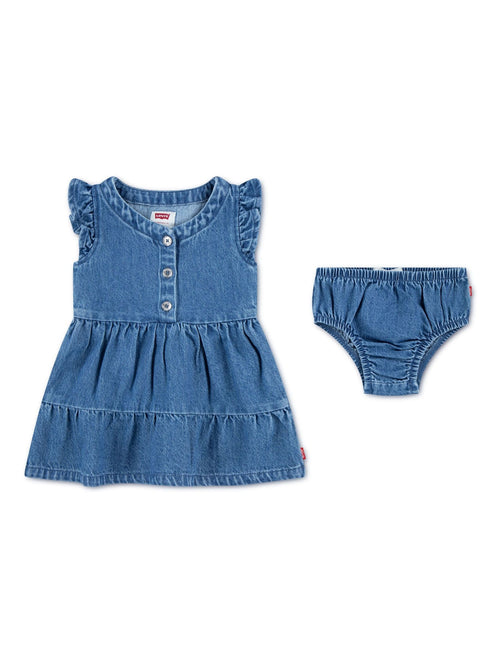 Dsiney Kidz - Levi's® Blue Flutter Sleeve Denim Look Logo Dress image 1