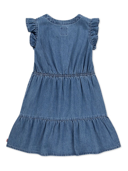 Levi's® Blue Flutter Sleeve Denim Look Logo Dress image 4