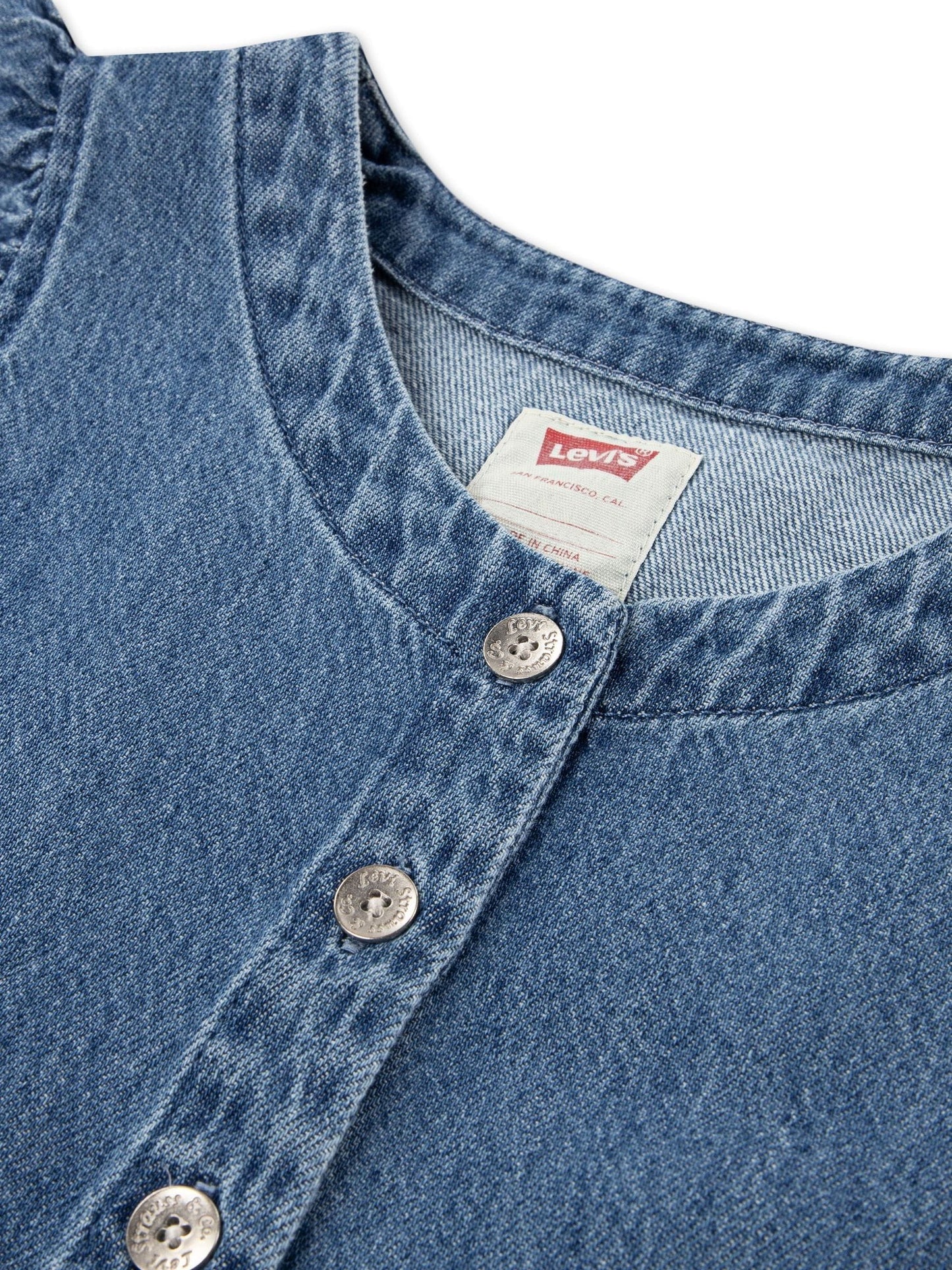 Levi's® Blue Flutter Sleeve Denim Look Logo Dress image 5