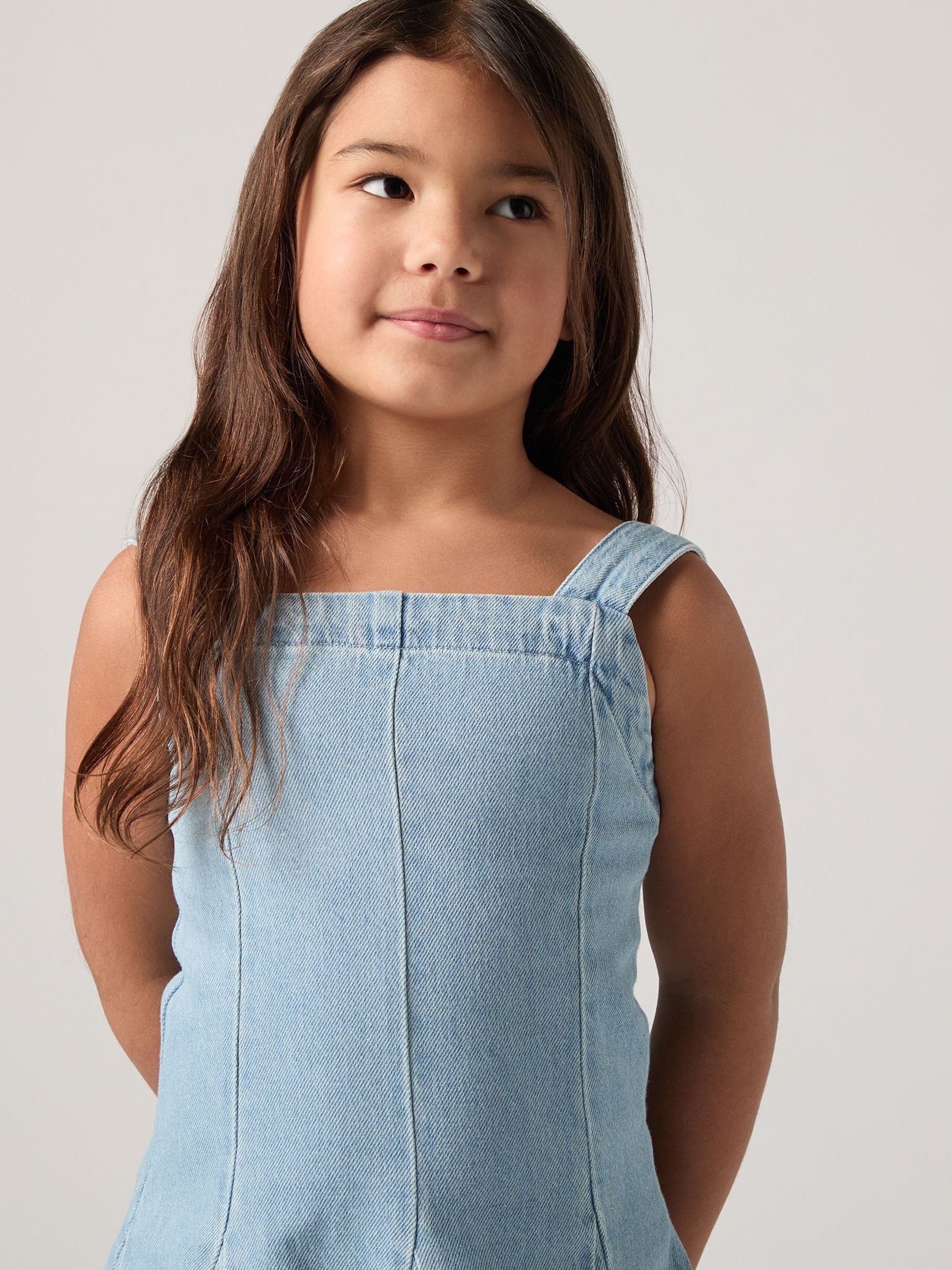 Levi's Blue Godet Strappy Denim Dress image 2