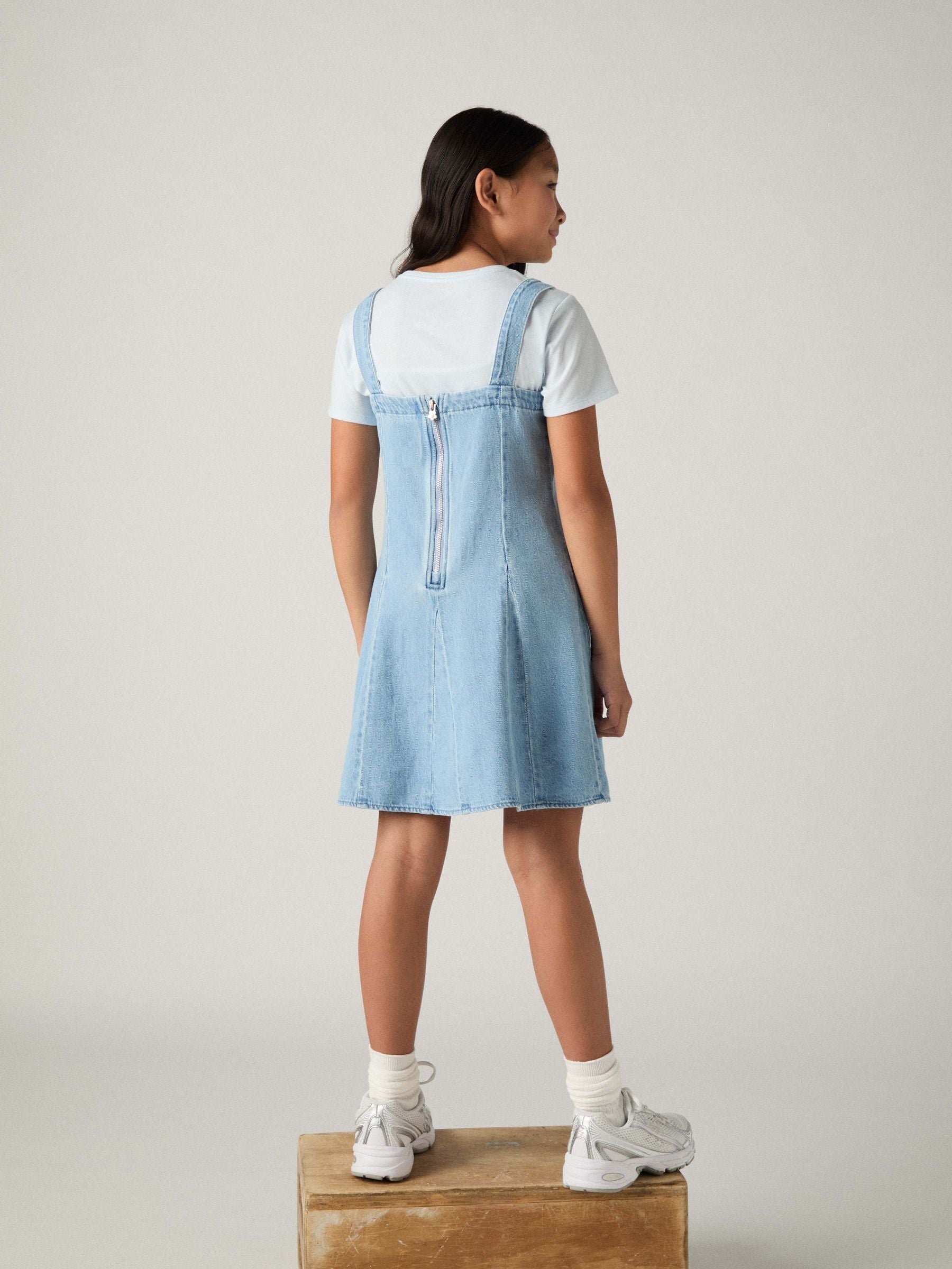 Levi's Blue Godet Strappy Denim Dress image 4