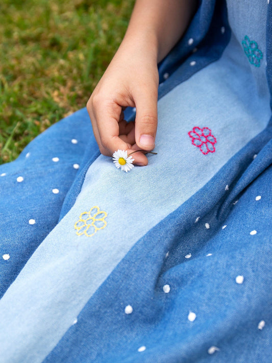 Frugi Blue Denim Trapeze Dress image 2