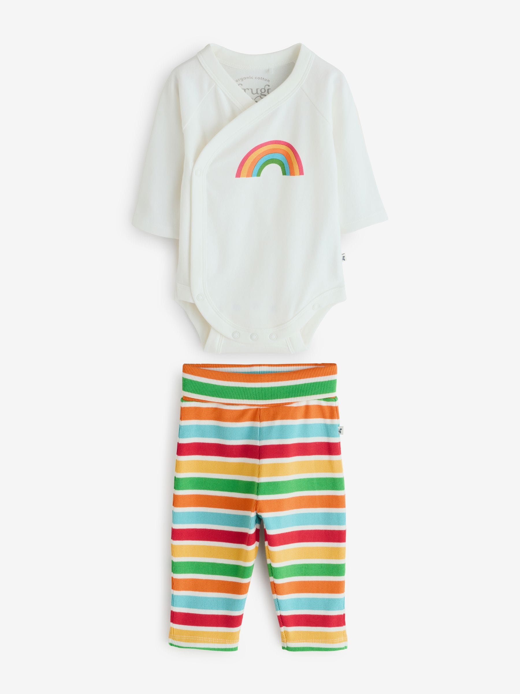 Frugi Blue Rudi Rib Outfit Bodysuit And Leggings Set image 1
