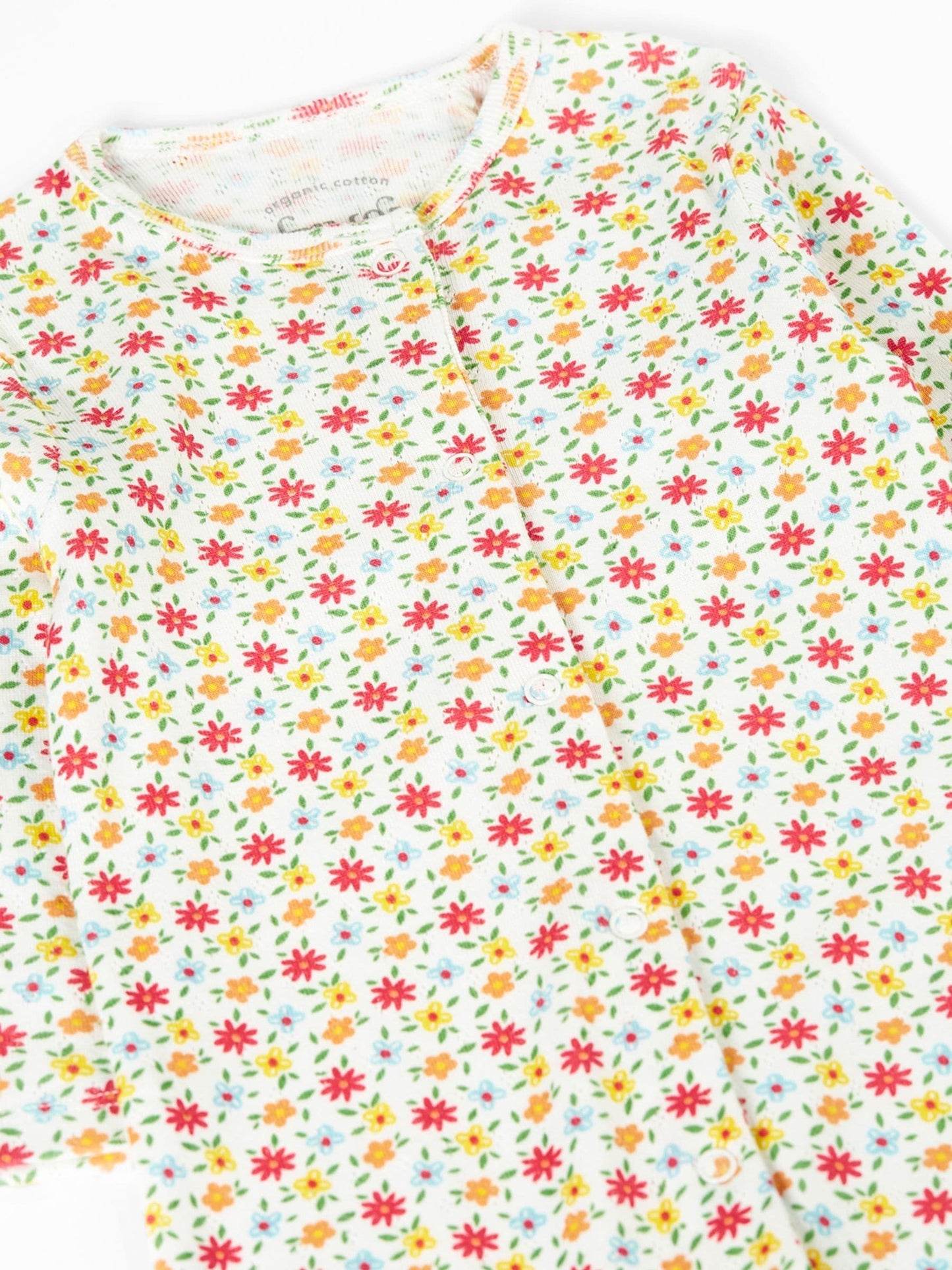 Frugi White Lovely Pointelle Babygrow Sleepsuit image 2