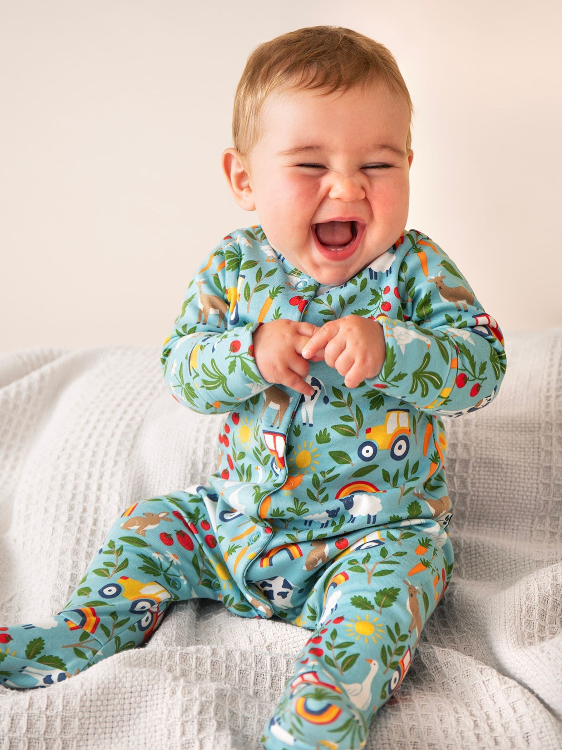 Frugi Blue Lovely Babygrow Sleepsuit image 1