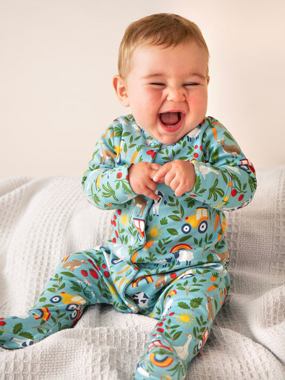 Frugi Blue Lovely Babygrow Sleepsuit image 1