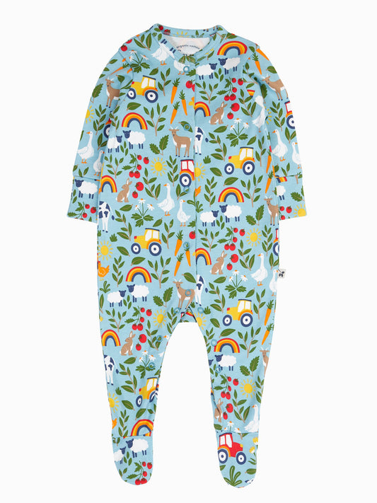 Frugi Blue Lovely Babygrow Sleepsuit image 2