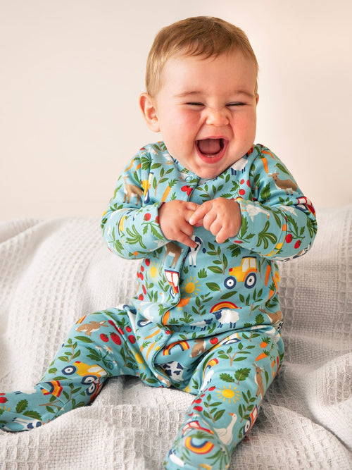 Frugi Blue Lovely Babygrow Sleepsuit image 1