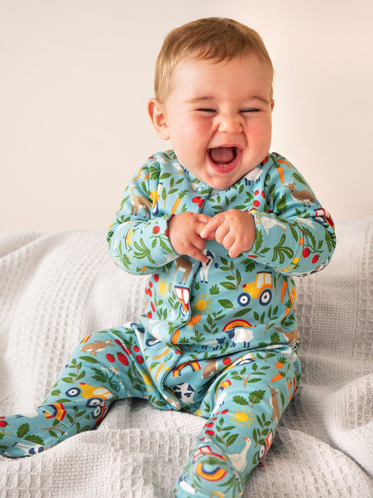 Frugi Blue Lovely Babygrow Sleepsuit image 1