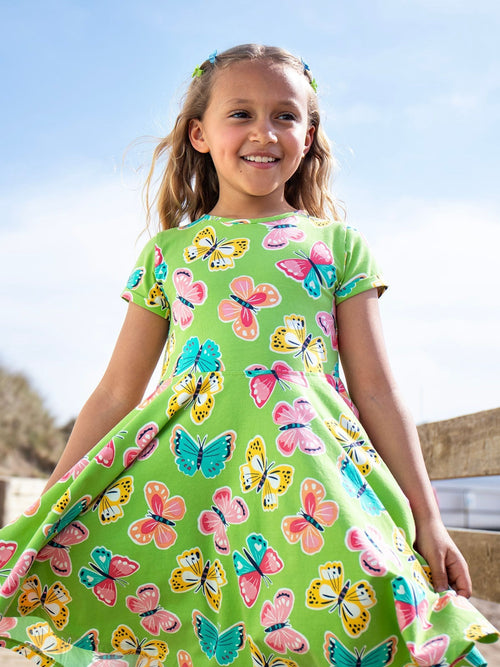 Frugi Green Spring Skater Dress image 1