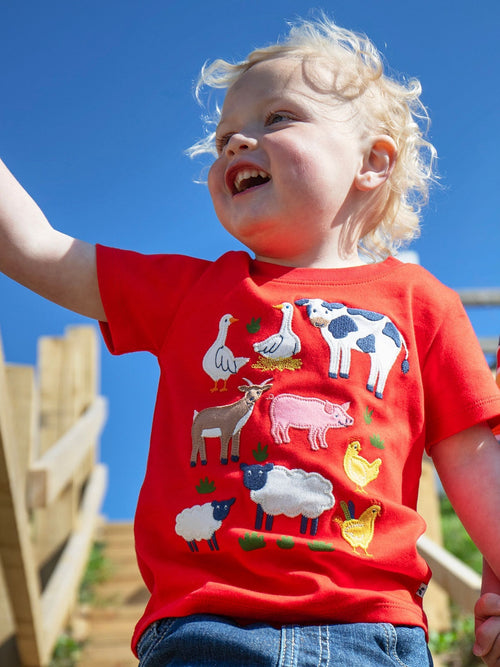 Frugi Red Little Creature Applique T-Shirt image 1