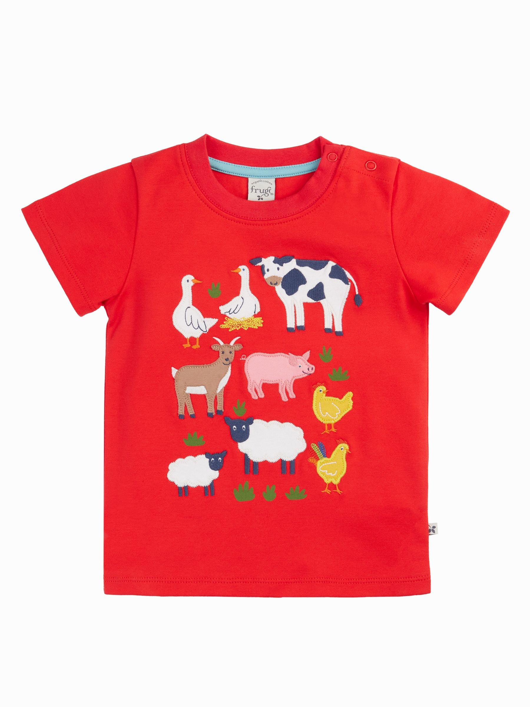 Frugi Red Little Creature Applique T-Shirt image 2