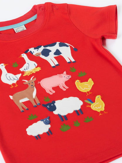 Frugi Red Little Creature Applique T-Shirt image 3