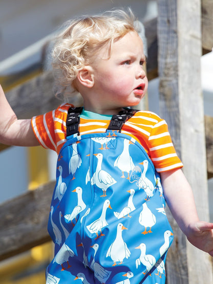 Frugi Blue Puddle Buster Printed Trousers image 6
